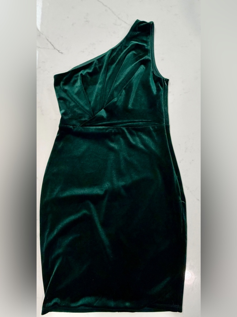 Lulus Candlelit Date Green Velvet One Shoulder Bodycon Dress M